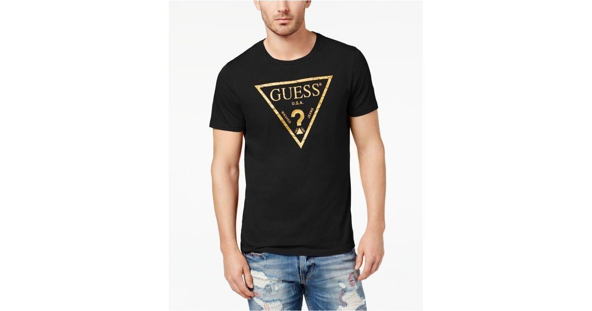 Shirt Triangle Logo - Lyst - Guess Men's Classic Triangle Metallic Logo-print T-shirt in ...