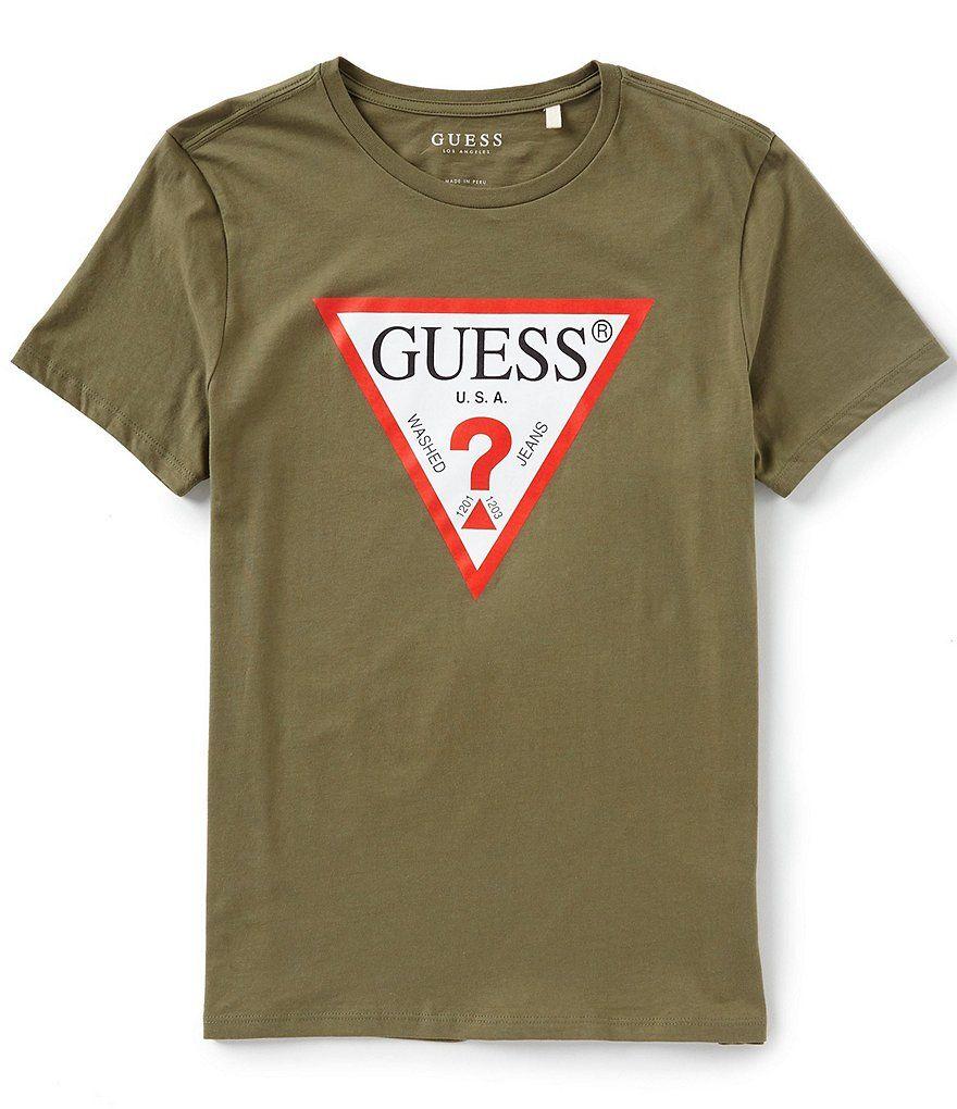 Shirt Triangle Logo - Guess Short-Sleeve Slim Fit Classic Triangle Logo T-Shirt | Dillard's