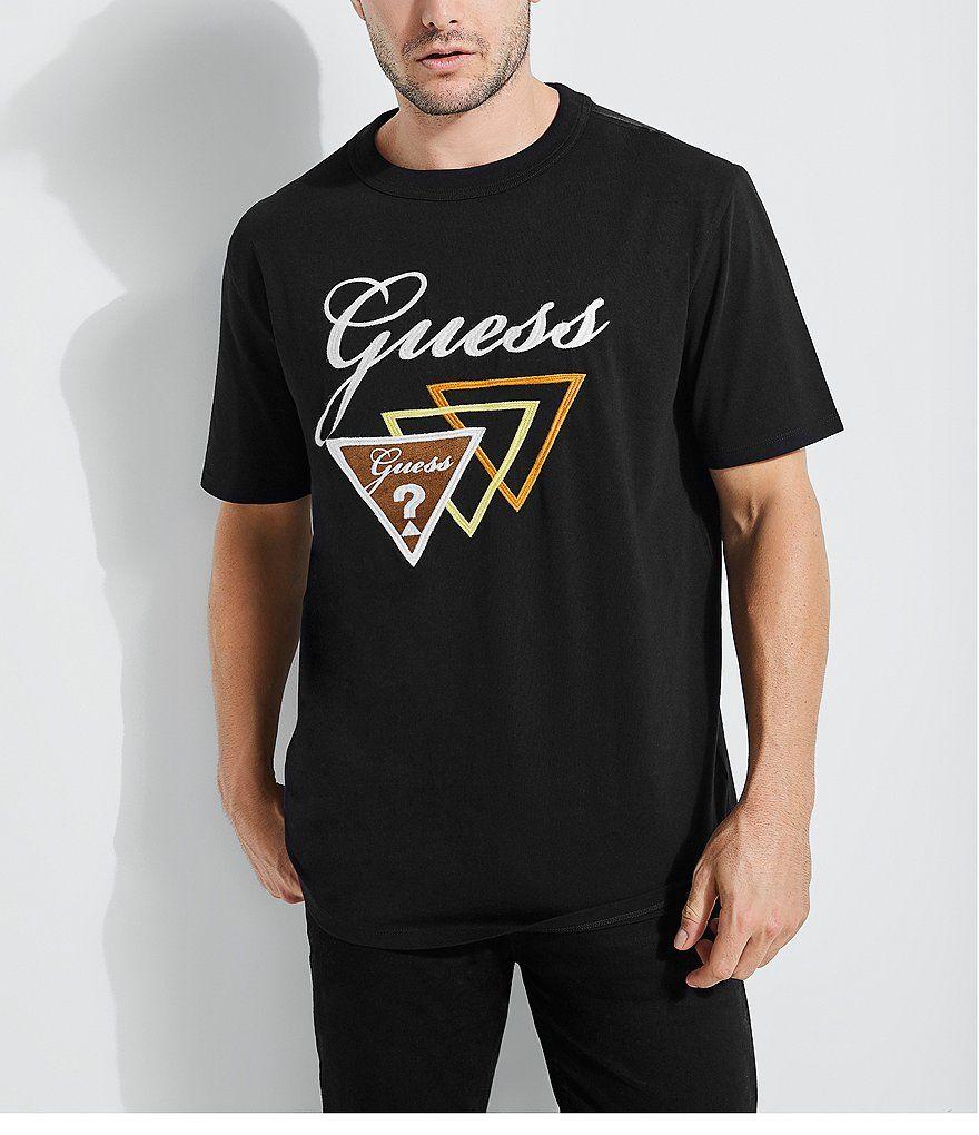 Shirt Triangle Logo - Guess Oversized Script Logo Triangle Short-Sleeve T-Shirt | Dillard's