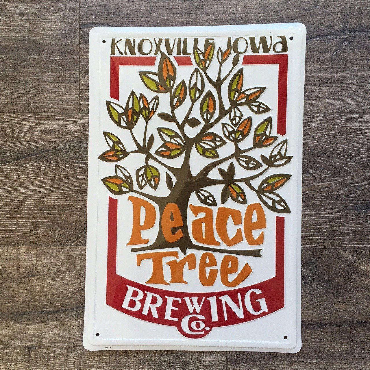 Peace Sign Company Logo - Peace Tree Brewing Co Logo Metal Beer Sign Tin Tacker | Tin Tackers