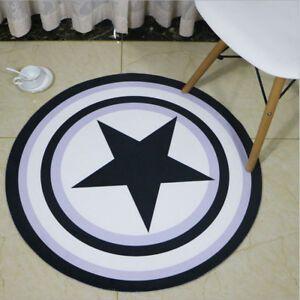 Black Star in Circle Logo - Black Star Circle Shield Design Round Bath Door Floor Mat Rug Carpet