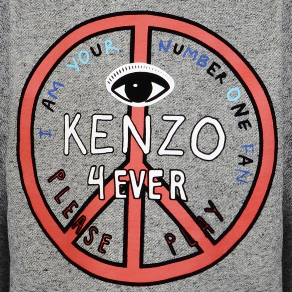 Peace Sign Company Logo - Kenzo Kids Grey Logo Sweatshirt | Chocolate Clothing