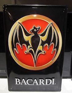 Bacardi Rum Bat Logo - BACARDI CUBAN RUM :EMBOSSED(3D) METAL ADVERTISING SIGN 30X20cm BAT