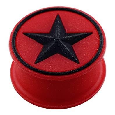 Black Star in Circle Logo - Gauge Embossed Black Star in Circle on Red