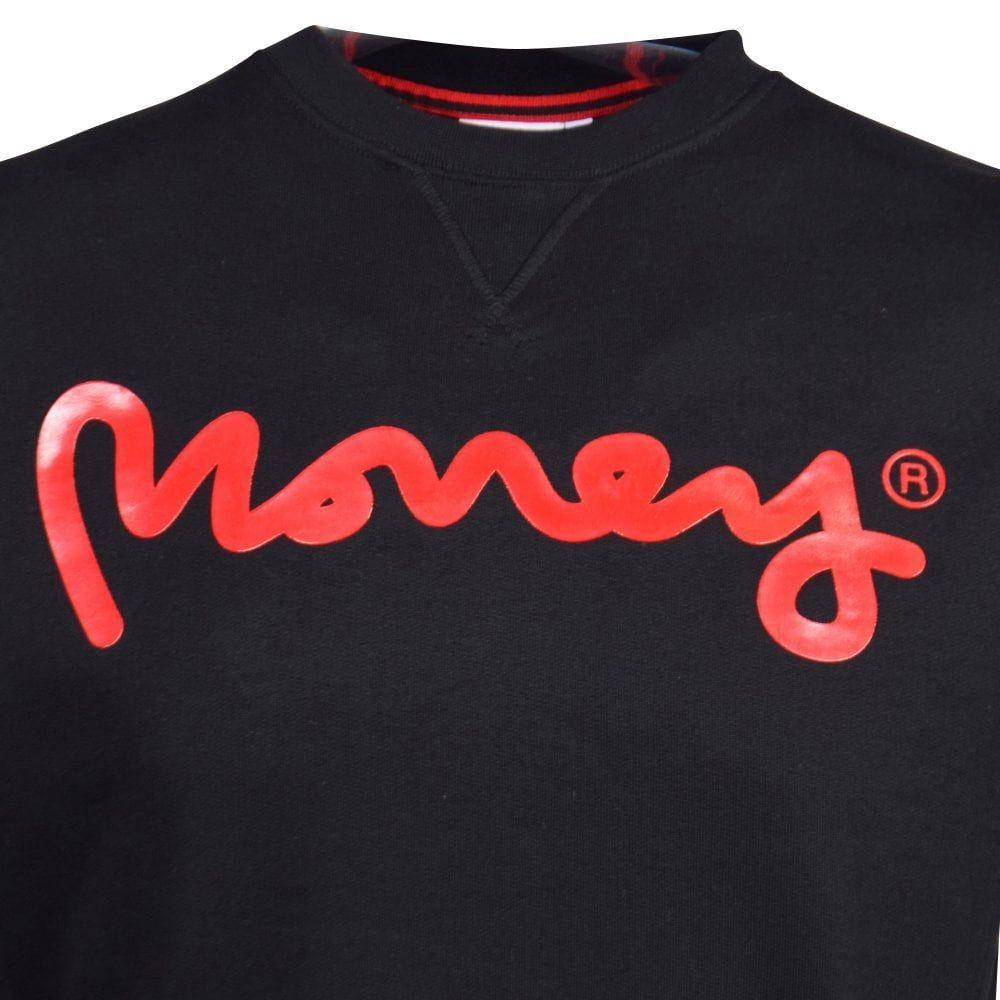 All Black and Red Logo - MONEY CLOTHING Black/Red Logo Print Sweatshirt