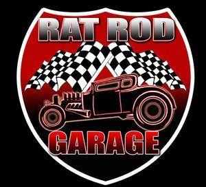 Vintage Hot Rod Logo - Rat Rod Garage Vintage Hot Rod Large Decal Vinyl Sticker 2 pack 9x9