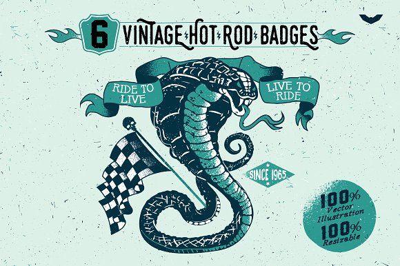 Vintage Hot Rod Logo - Vintage Hot Rod Badges Logo Templates Creative Market