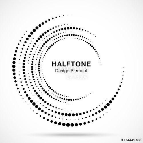Black and White Swirl Logo - Halftone vortex circle frame dots logo isolated on white background ...