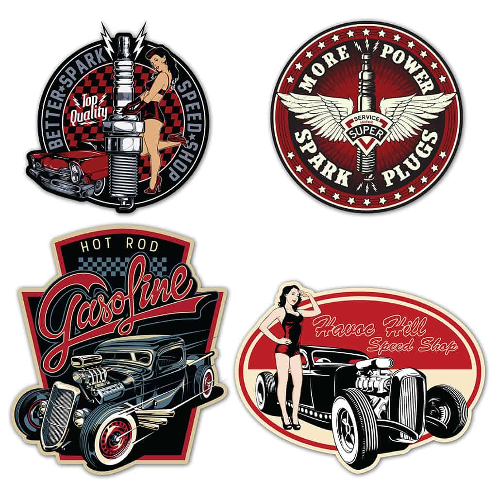 Vintage Hot Rod Logo - Hot Rod Vintage Custom Car Sticker set