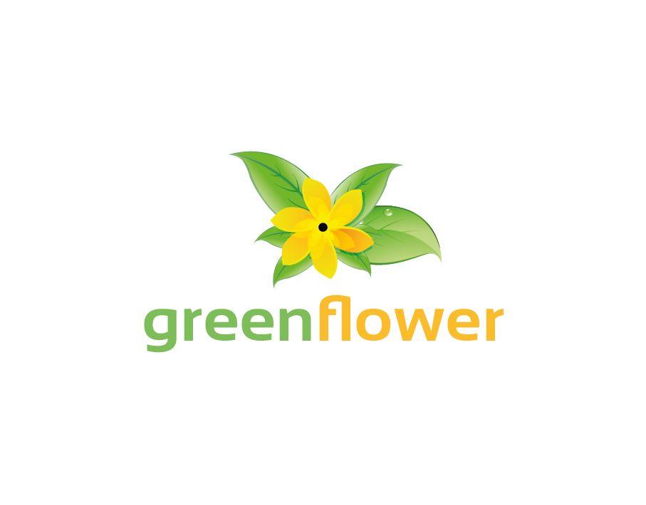 Yellow Flower Logo - Green Flower Logo - Green Leaves with a Yellow Flower - FreeLogoVector