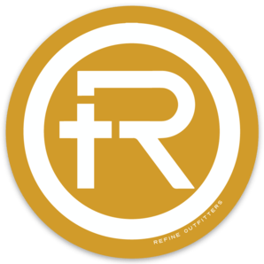 Gold and Orange Logo - Refine Outfitters R Logo Sticker (Gold)