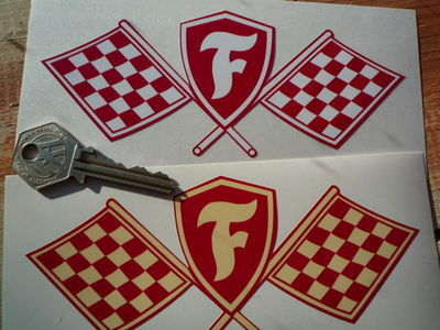 Firestone F Shield Logo - Firestone Crossed Flag & Shield Sticker. 5 or 6