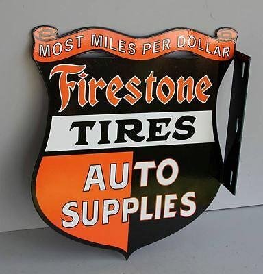 Firestone F Shield Logo - FIRESTONE AUTO PARTS Shield Diecut Flange Sign Gas Oil Modern Retro ...