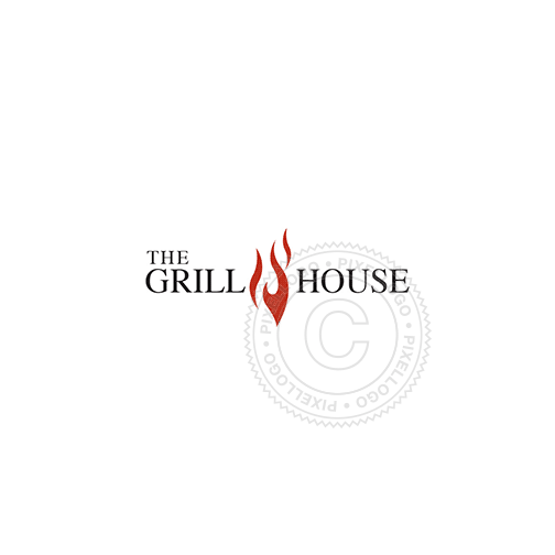 Red and White Circle Restaurant Logo - Grill House Restaurant Logo - Red Fire Logo | Pixellogo