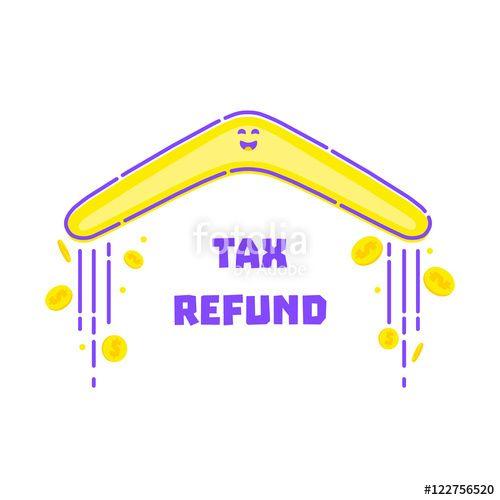 Banking with Orange Boomerang Logo - Tax refund concept. Turning back boomerang with gold dollar coins