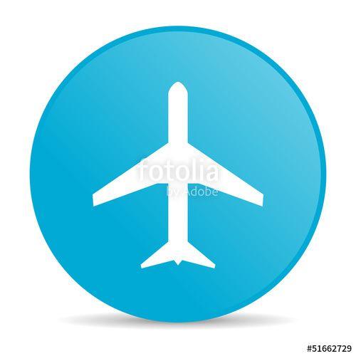 Blue Circle Airline Logo - Airplane Blue Circle Web Glossy Icon And Royalty Free