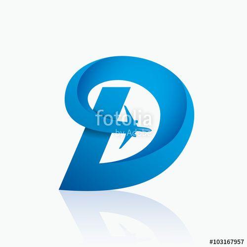 Blue Circle Airline Logo - Airline logo design with capital letter D Stock image