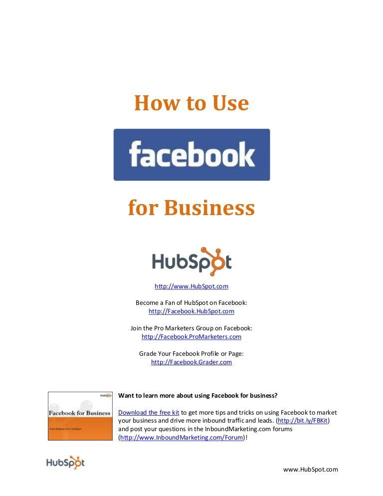 Become a Fan On Facebook Logo - Facebook For Business Marketing eBook - HubSpot