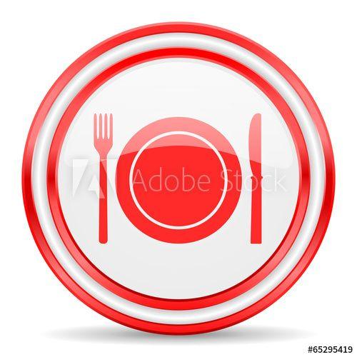 Red and White Circle Restaurant Logo - restaurant red white glossy web icon - Buy this stock illustration ...