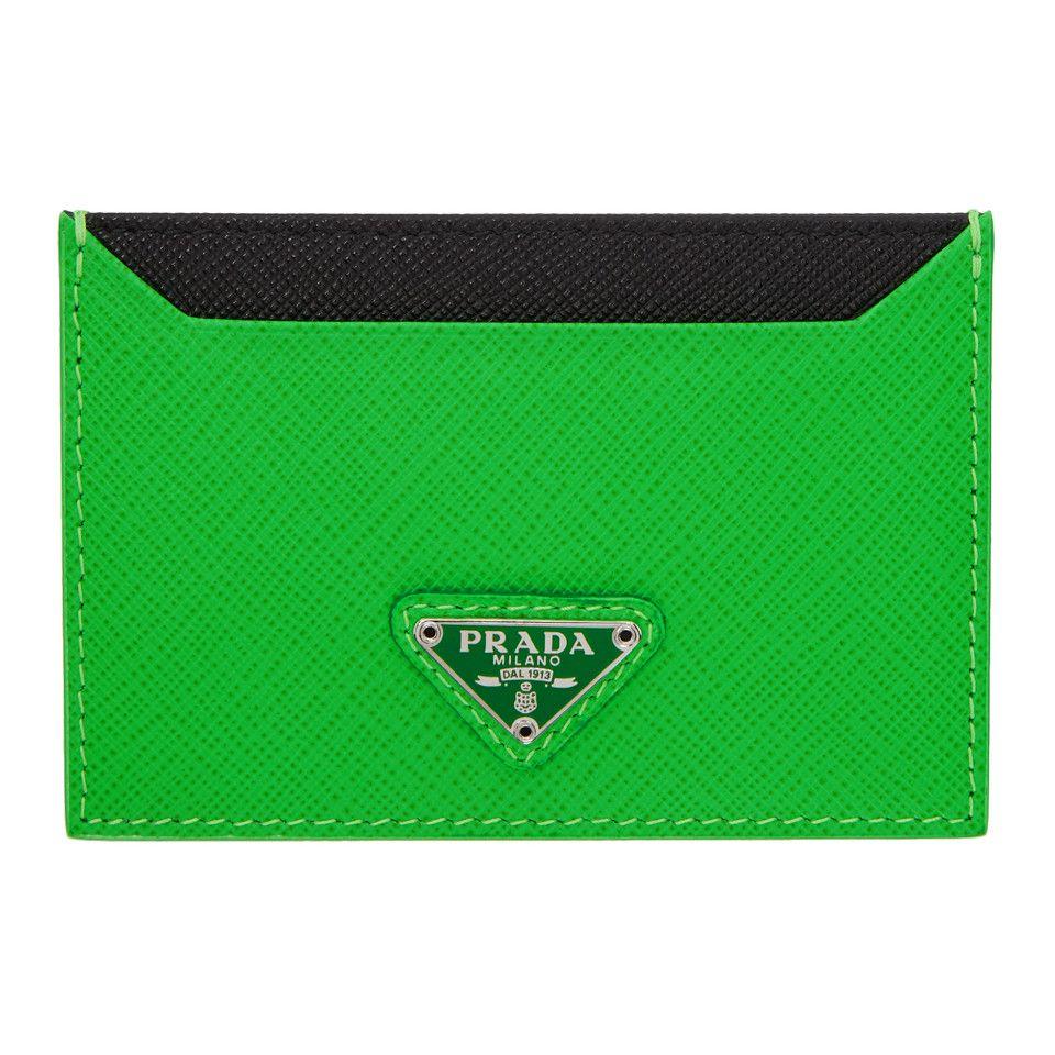 Green Triangle Flag Logo - Prada Green Triangle Logo Card Holder VYKFQD