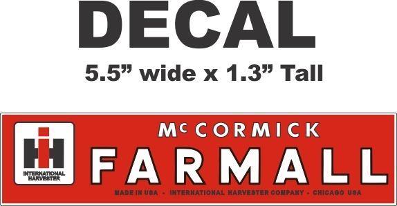 Farmall Logo - Red International Harvester IH Tractor Farmall McCormick Vinyl