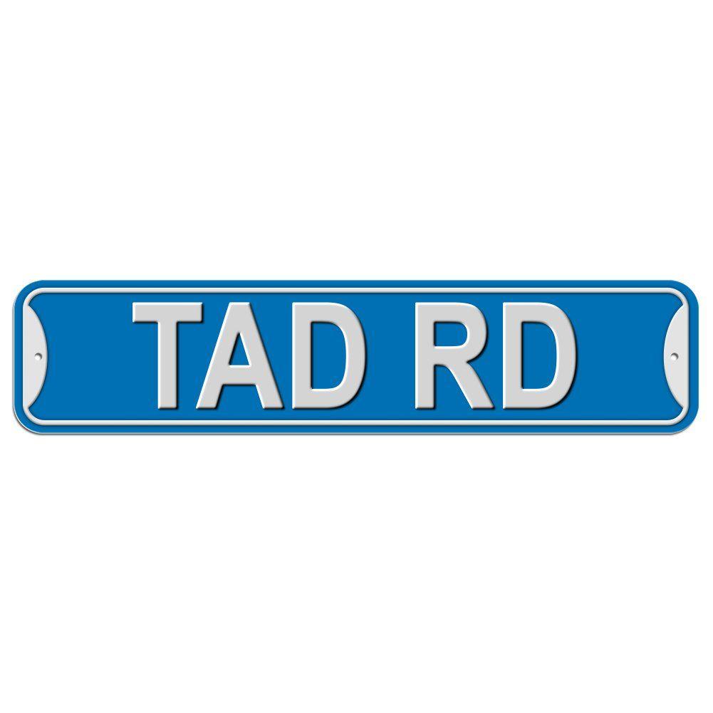 Tad Name Logo - Tad Cir Circle Sign - Plastic Wall Door Street Road Male Name - Blue ...