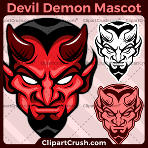 Red Devil Logo - Cartoon Devil Mascot Clipart, Demon Head Face Clip Art, SVG Vector ...