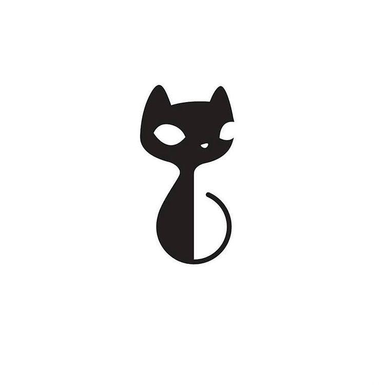 Black and White Cat Logo - Black cat logo idea design made. project research