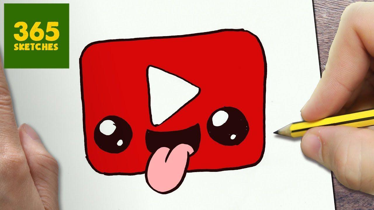 Cute YouTube Logo - HOW TO DRAW A YOUTUBE LOGO CUTE, Easy step by step drawing lessons