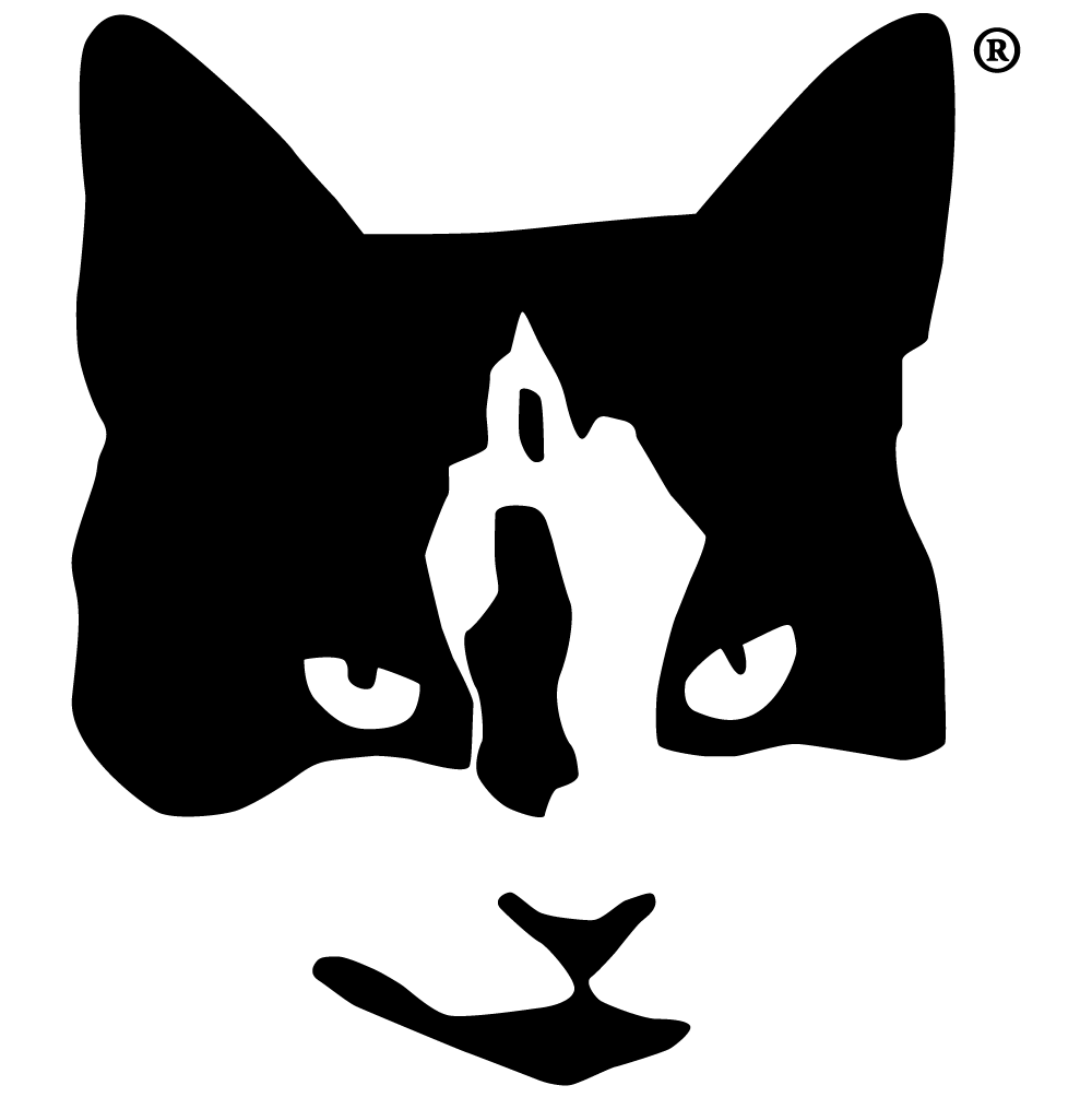Black and White Cat Logo - Poor Cat Designs. Hand Crafted Originals