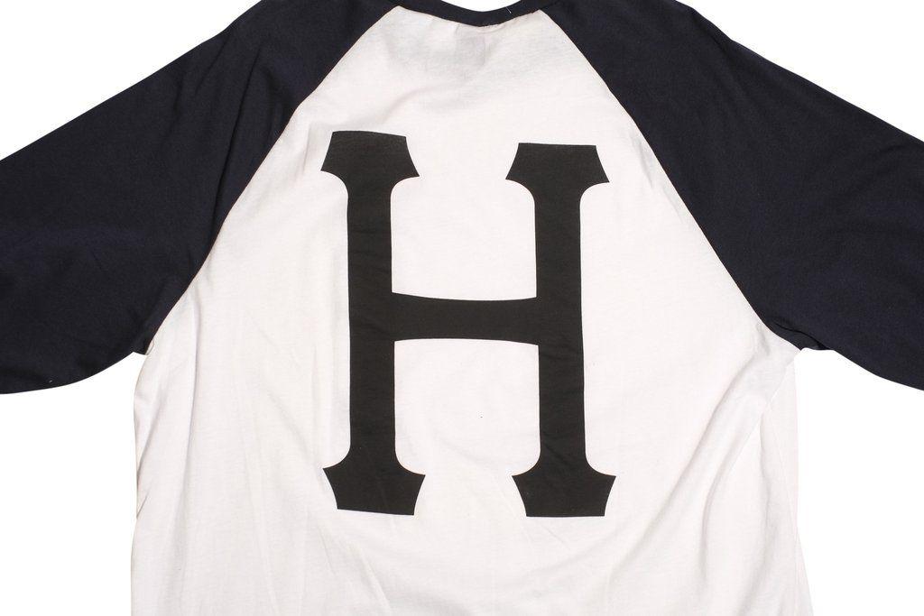 HUF H Logo - Huf Classic Big H Logo Navy/ White Raglan › Tshirt › Sweatshirt ...