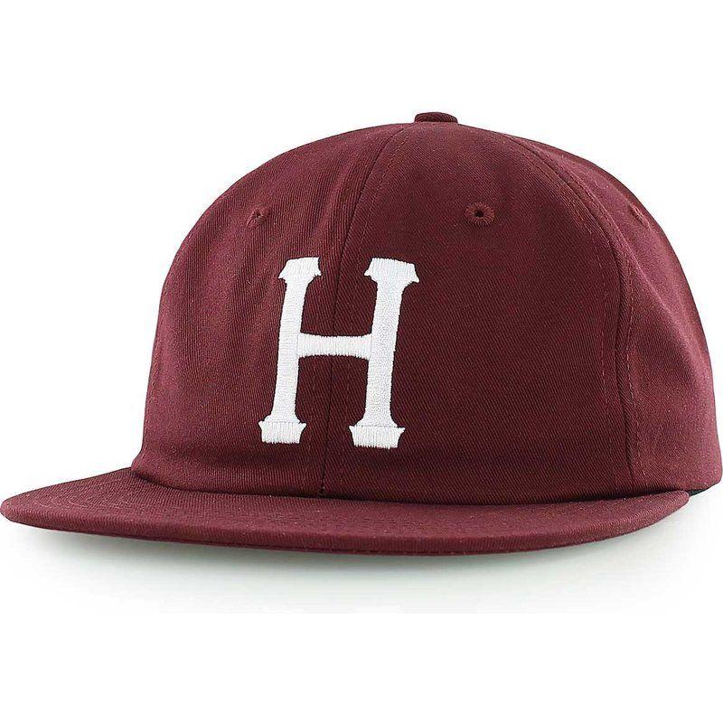 HUF H Logo - HUF 6 Panel Large H Logo Maroon Cap: Shop Online at Caphunters