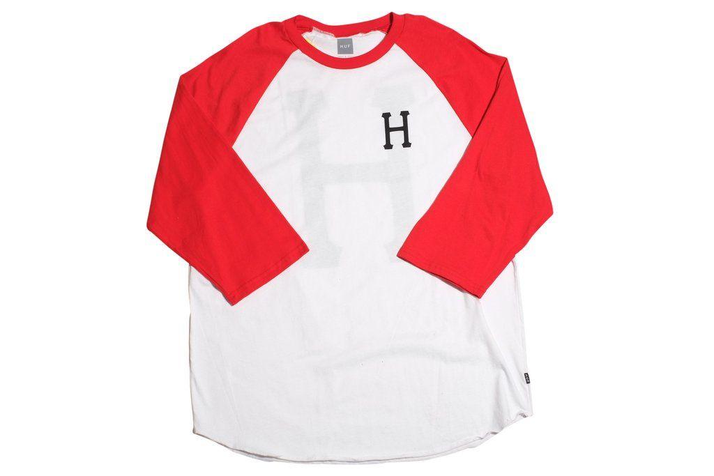 HUF H Logo - Huf Classic Big H Logo Red/ White Raglan › Tshirt › Sweatshirt ...