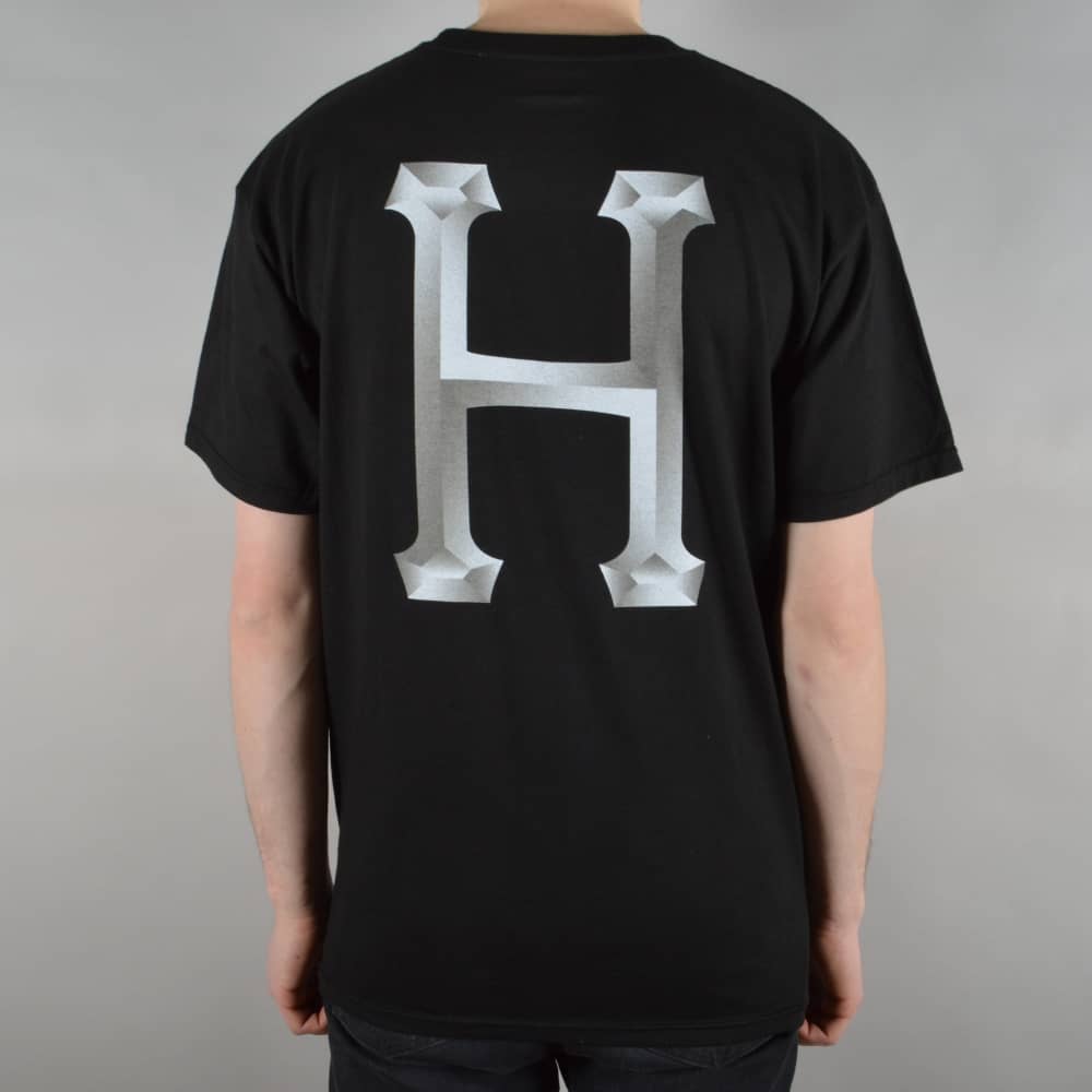 HUF H Logo - HUF Classic H Chrome T-Shirt - Black - SKATE CLOTHING from Native ...