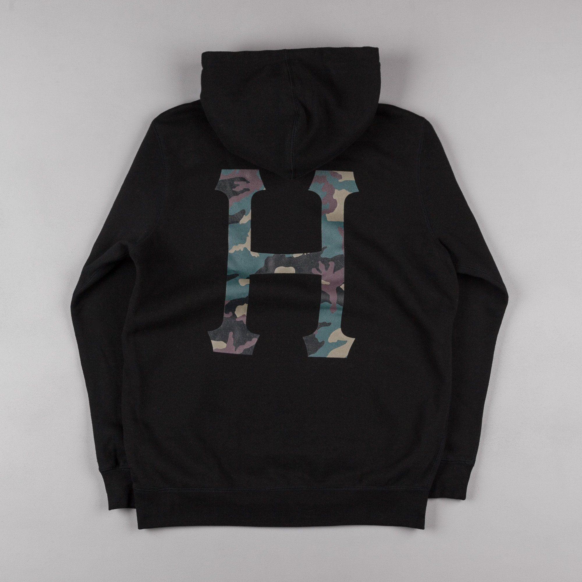 HUF H Logo - HUF Muted Military Classic H Hooded Sweatshirt - Black | Flatspot