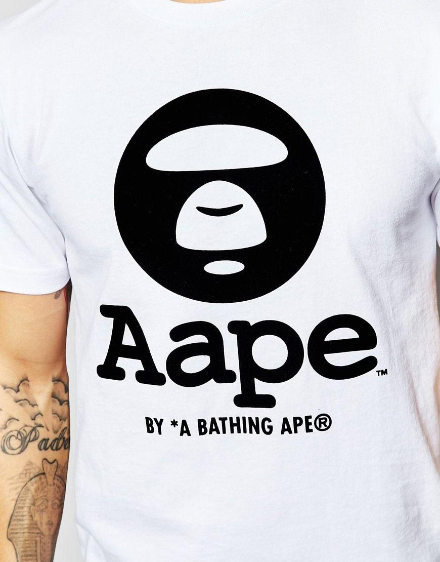 White Bathing Ape Logo - Lyst By A Bathing Ape T Shirt With Logo In White