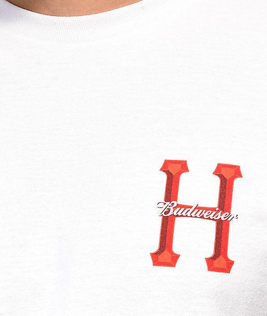 HUF H Logo - HUF X Budweiser Classic H White T Shirt