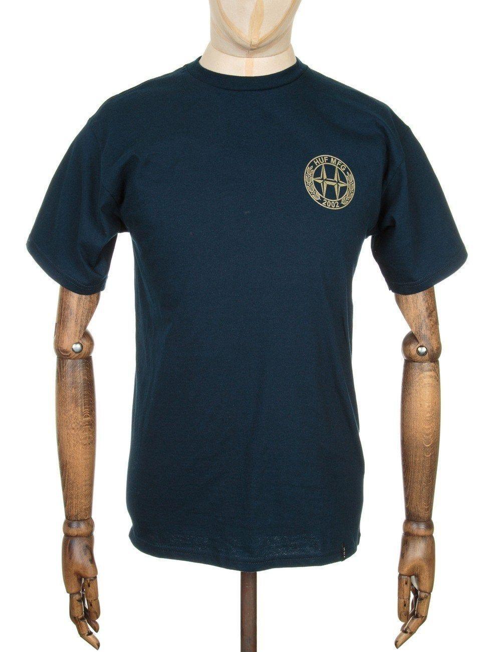 HUF H Logo - Huf H-Class Logo T-shirt - Navy Blue - Clothing from Fat Buddha Store UK