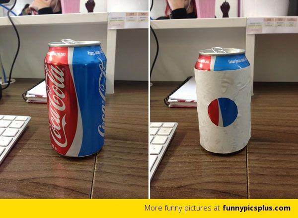 Funny Pepsi Logo - Coca Cola Bottle Hides Pepsi Logo