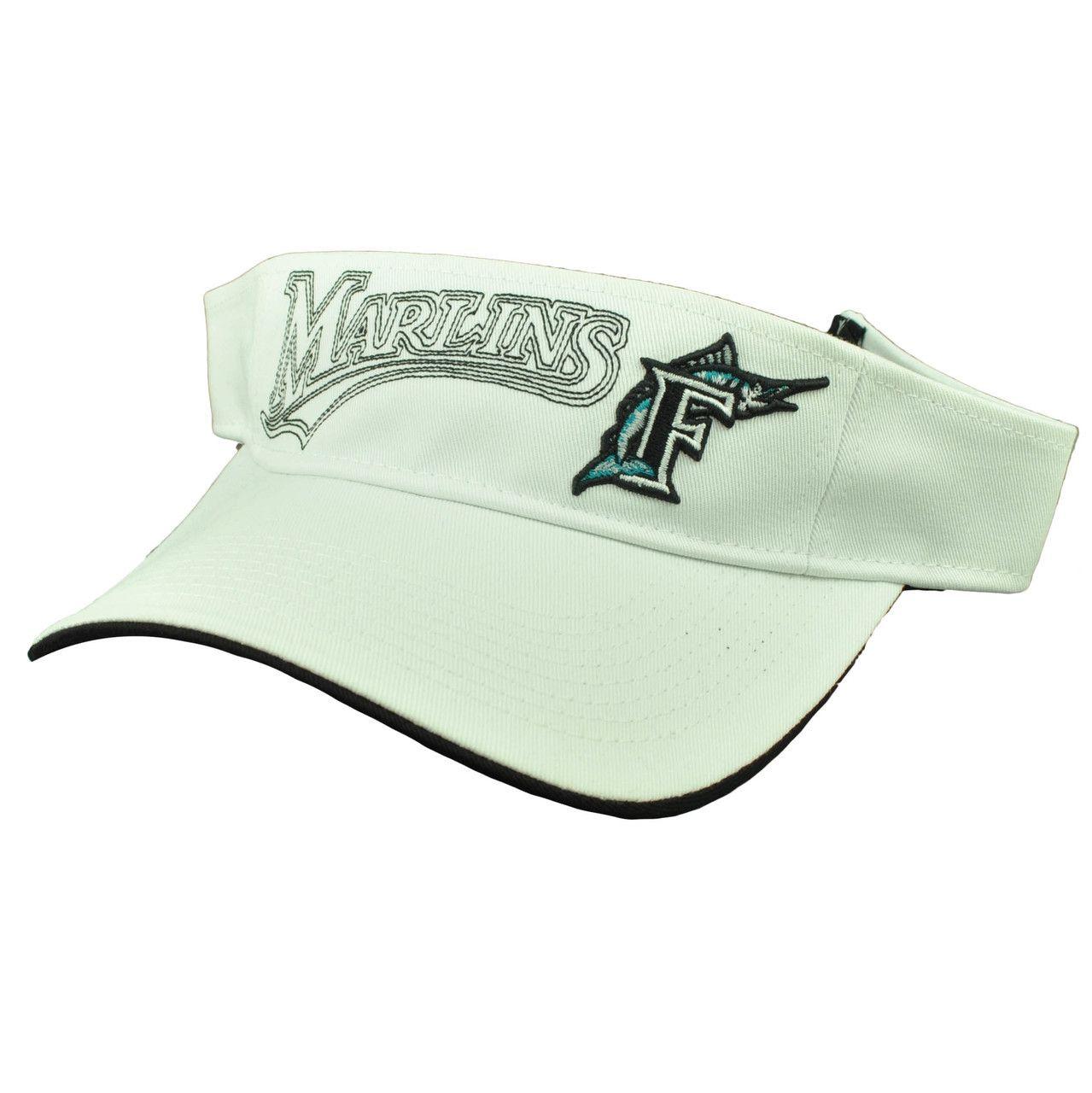 Marlins Old Logo - Florida Miami Marlins White Visor Sun Hat Baseball Old Logo Vintage ...