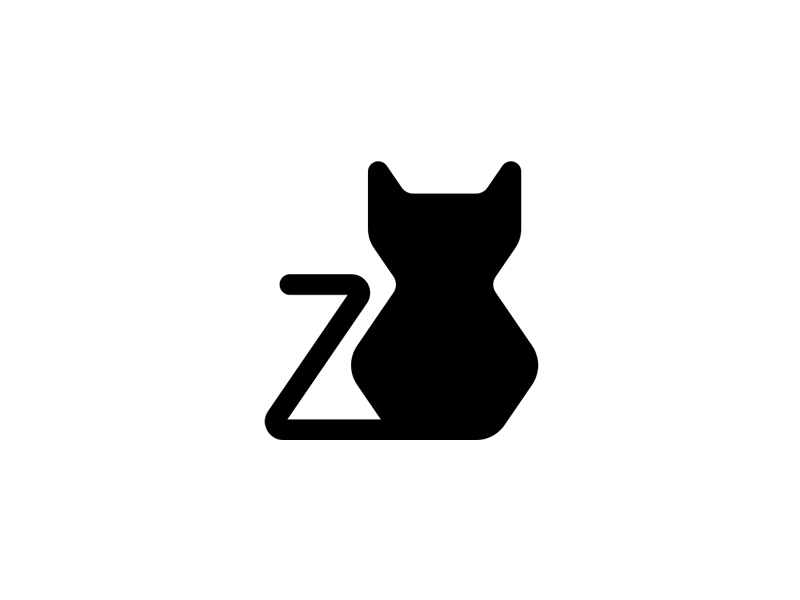 Black and White Cat Logo - Cat + Z letter, logo design symbol [GIF] by Alex Tass, logo designer ...