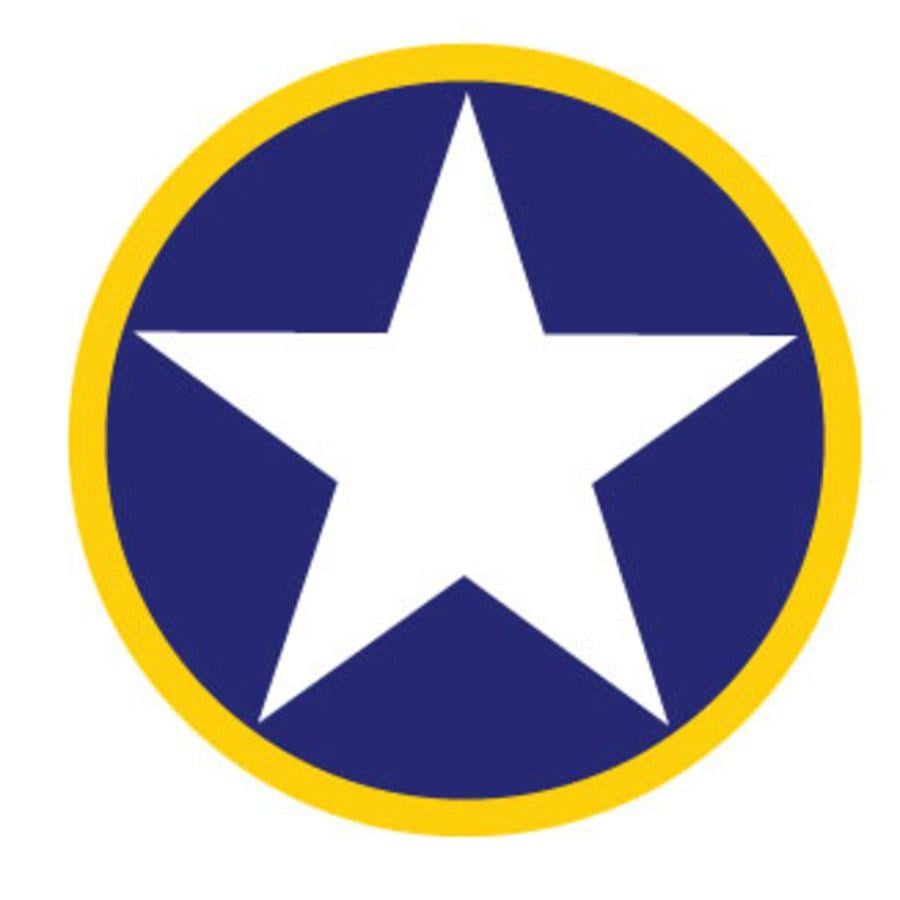Stars in Yellow Circle Logo - USAF Roundel Blue Circle White Star Red Centre Yellow Ring