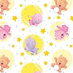 Stars in Yellow Circle Logo - Wish Upon a Star Yellow Circle Stars White Cotton Flannel