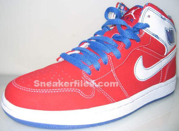 Blue and Red Jordan Logo - Air Jordan Retro 1 White-Red-Blue Mid | SneakerFiles