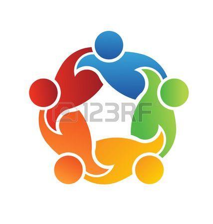 Circle Person Logo - 123RF logo illustration teamwork circle 5 group of people in color ...