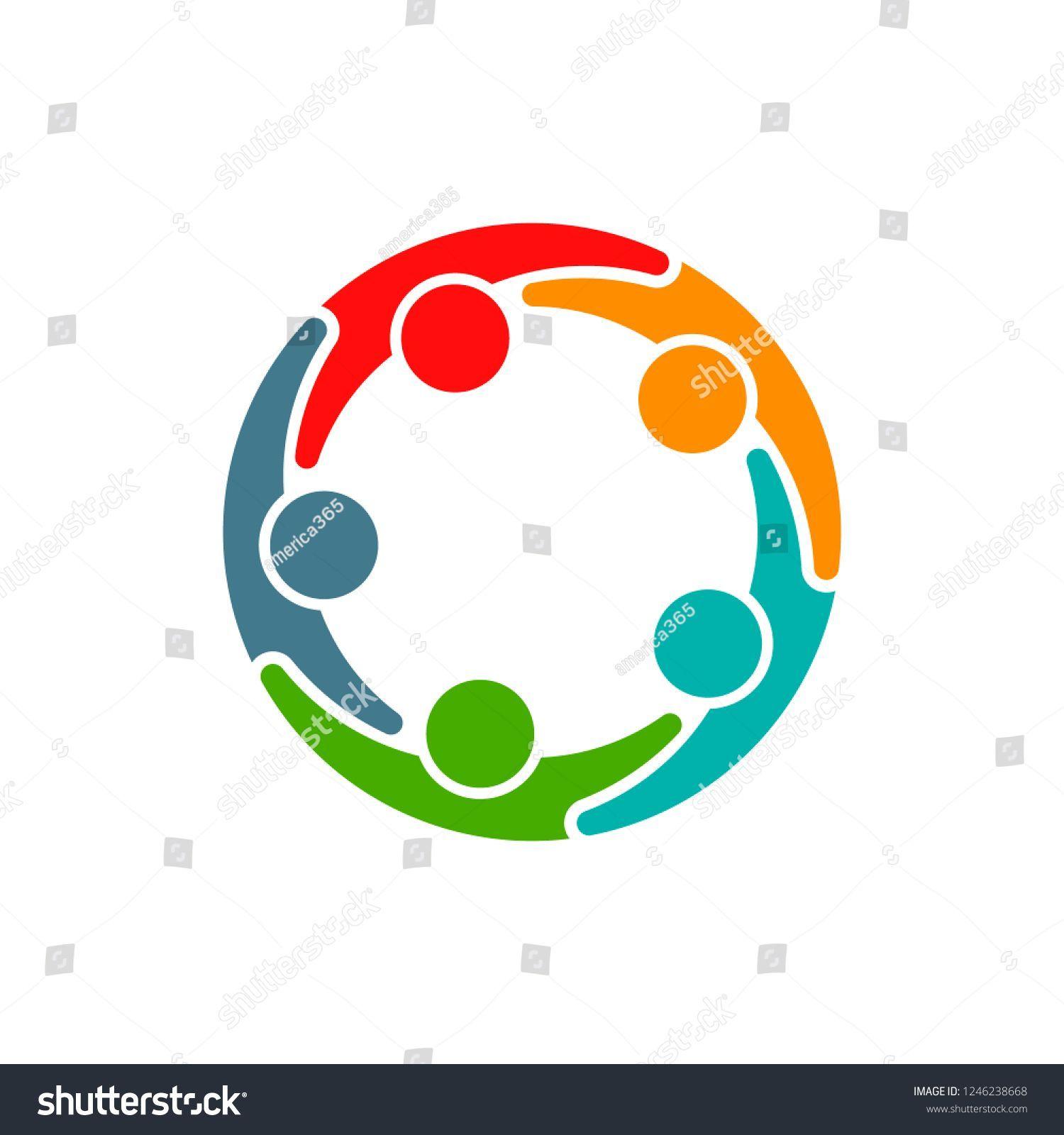 Circle Person Logo - Five Entrepreneurs and business people conference in circle. #people
