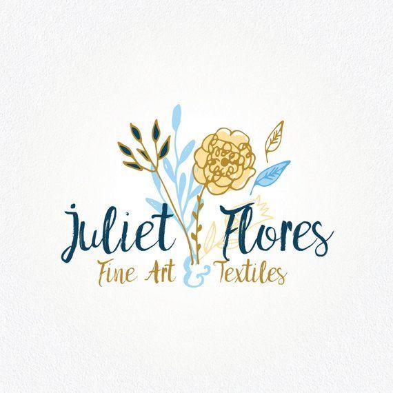 Yellow Floral Logo - Yellow Flower Logo Design Blue and Gold Logo Floral Logo | Etsy