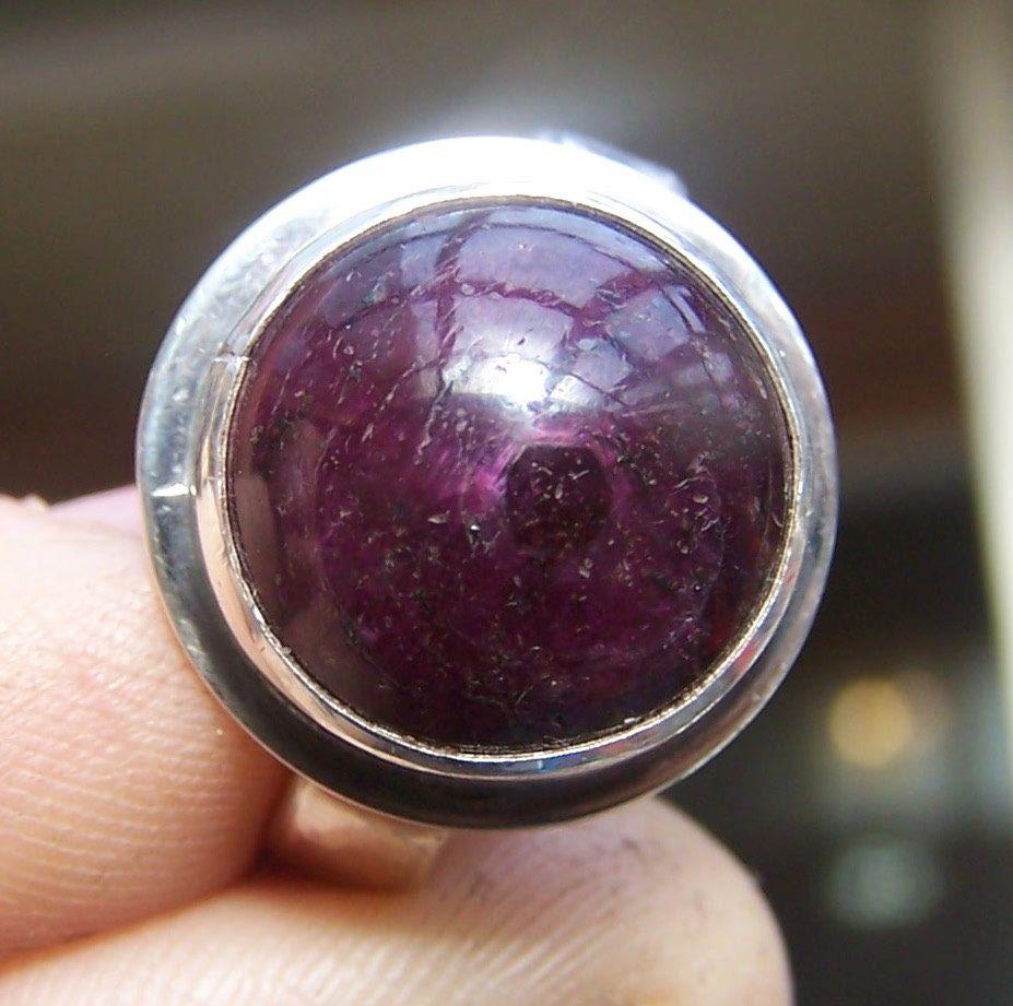 Red with Purple Circle Logo - Handmade 21 Carat Ruby Ring - Star Ruby Ring - Genuine Natural Red ...