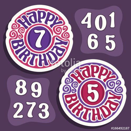 Red with Purple Circle Logo - Vector logo for Happy Birthday holiday: purple sign for anniversary ...
