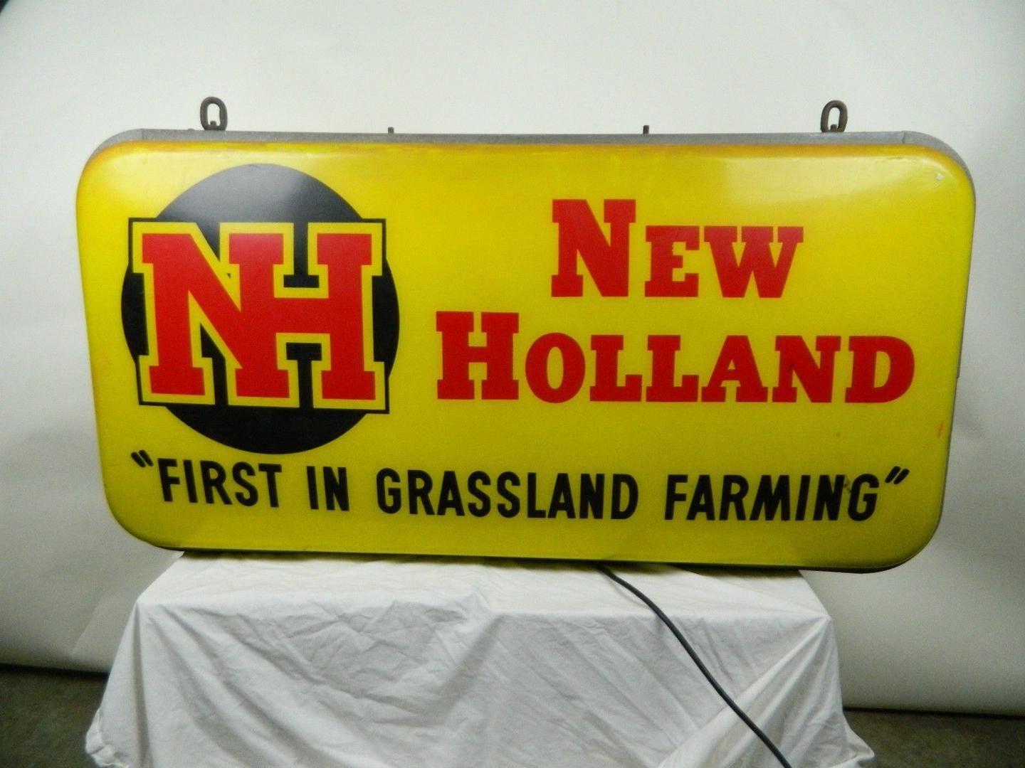 Vintage New Holland Logo - Vintage New Holland Lighted 1 Sided Sign 4'x2' Farm Advertising ...